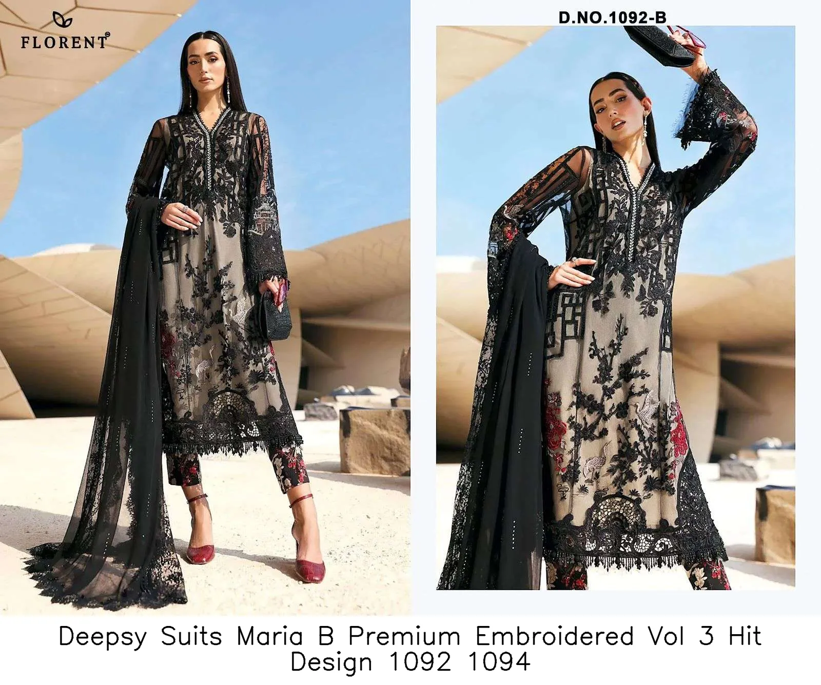 Deepsy Suits Maria B Premium Embroidered Vol 3 Hit Design 1092 1094 - Image 5