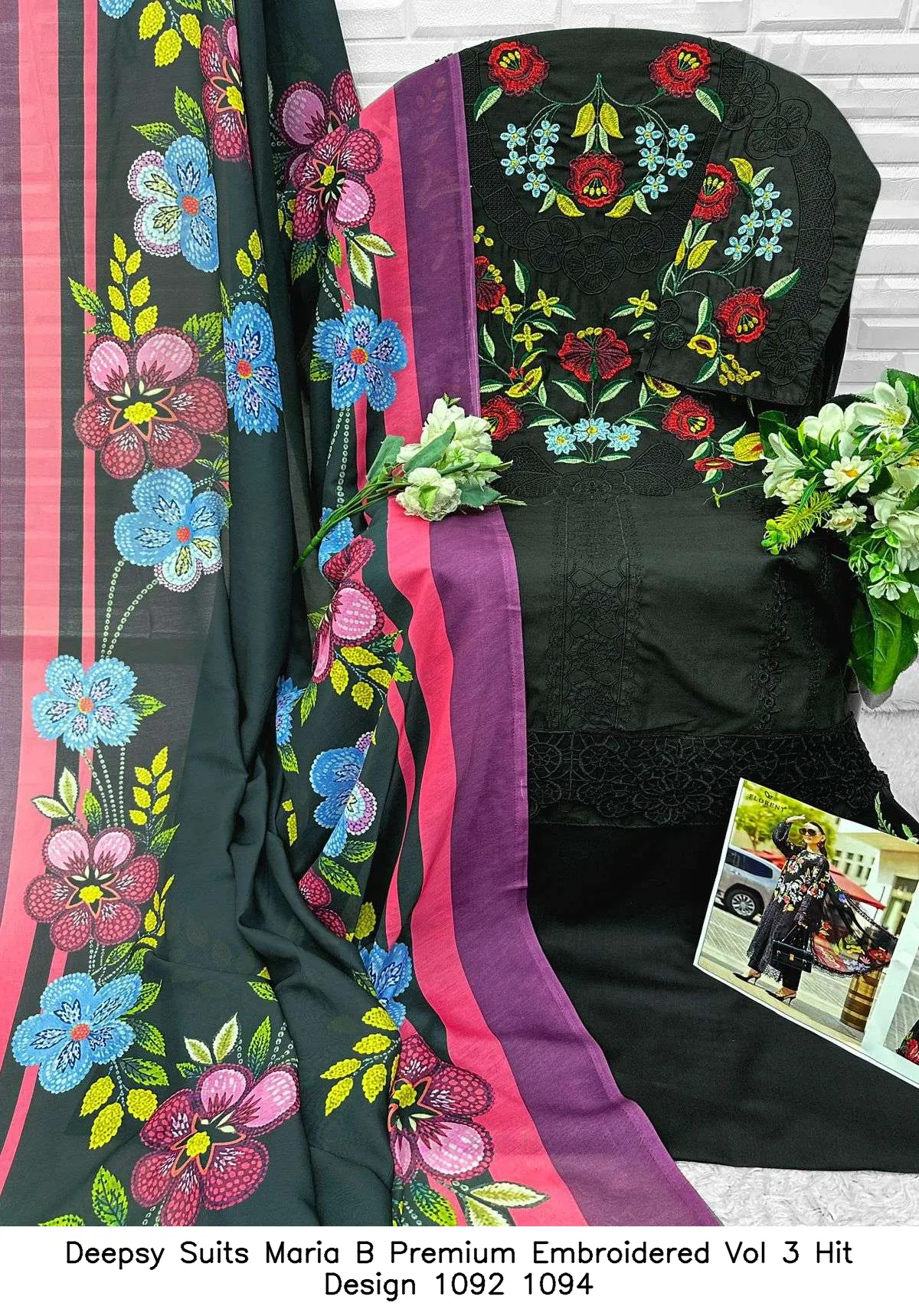 Deepsy Suits Maria B Premium Embroidered Vol 3 Hit Design 1092 1094 - Image 8