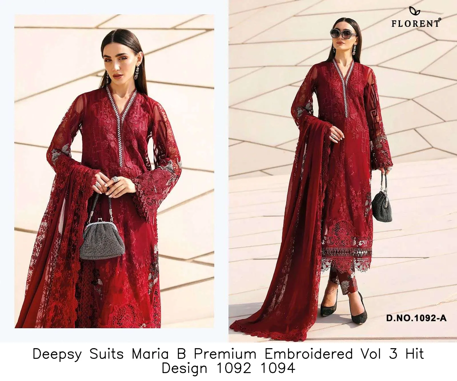 Deepsy Suits Maria B Premium Embroidered Vol 3 Hit Design 1092 1094 - Image 9