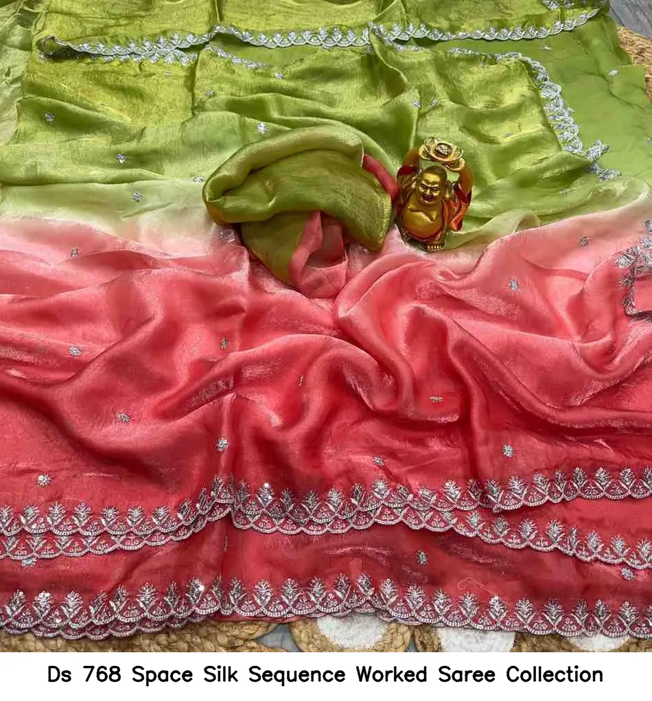 Ds 768 Space Silk Sequence Worked Saree Collection - Image 10