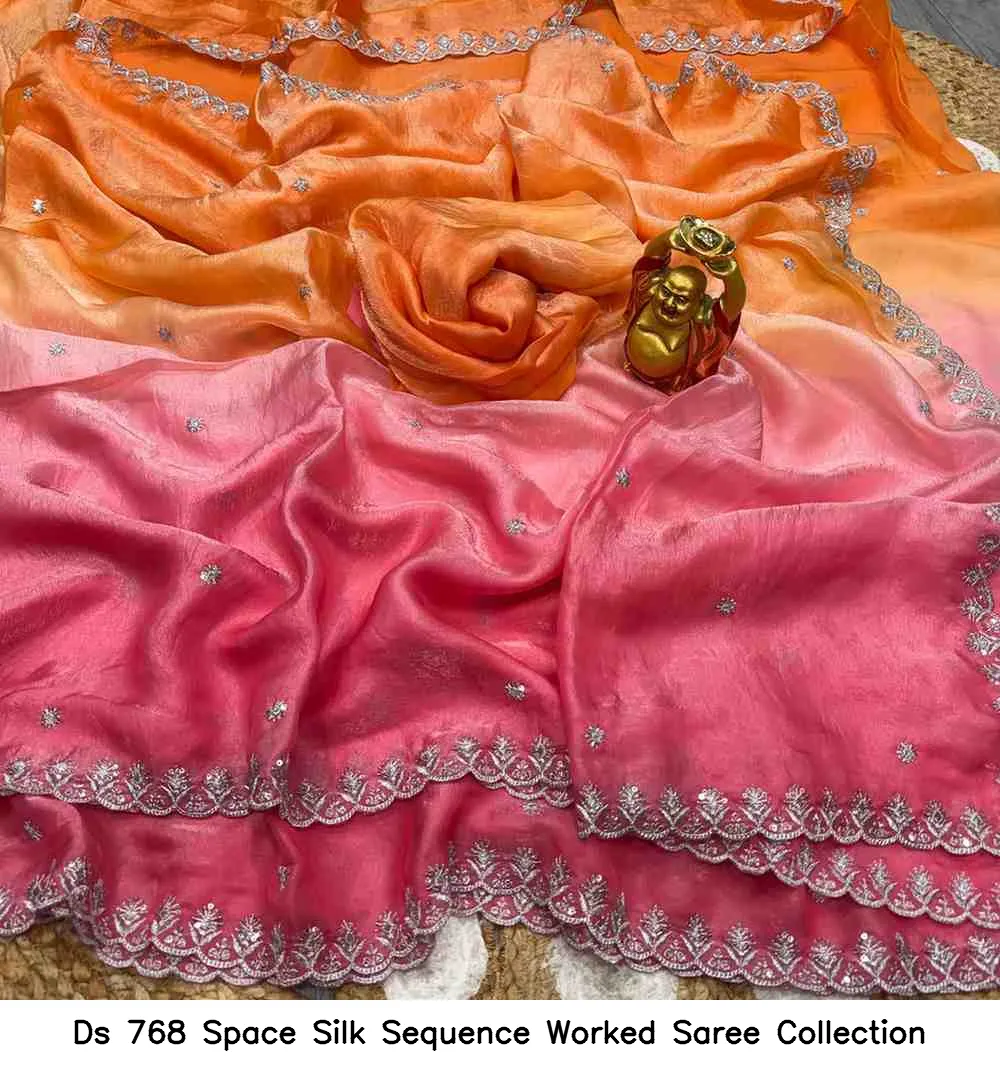 Ds 768 Space Silk Sequence Worked Saree Collection - Image 7