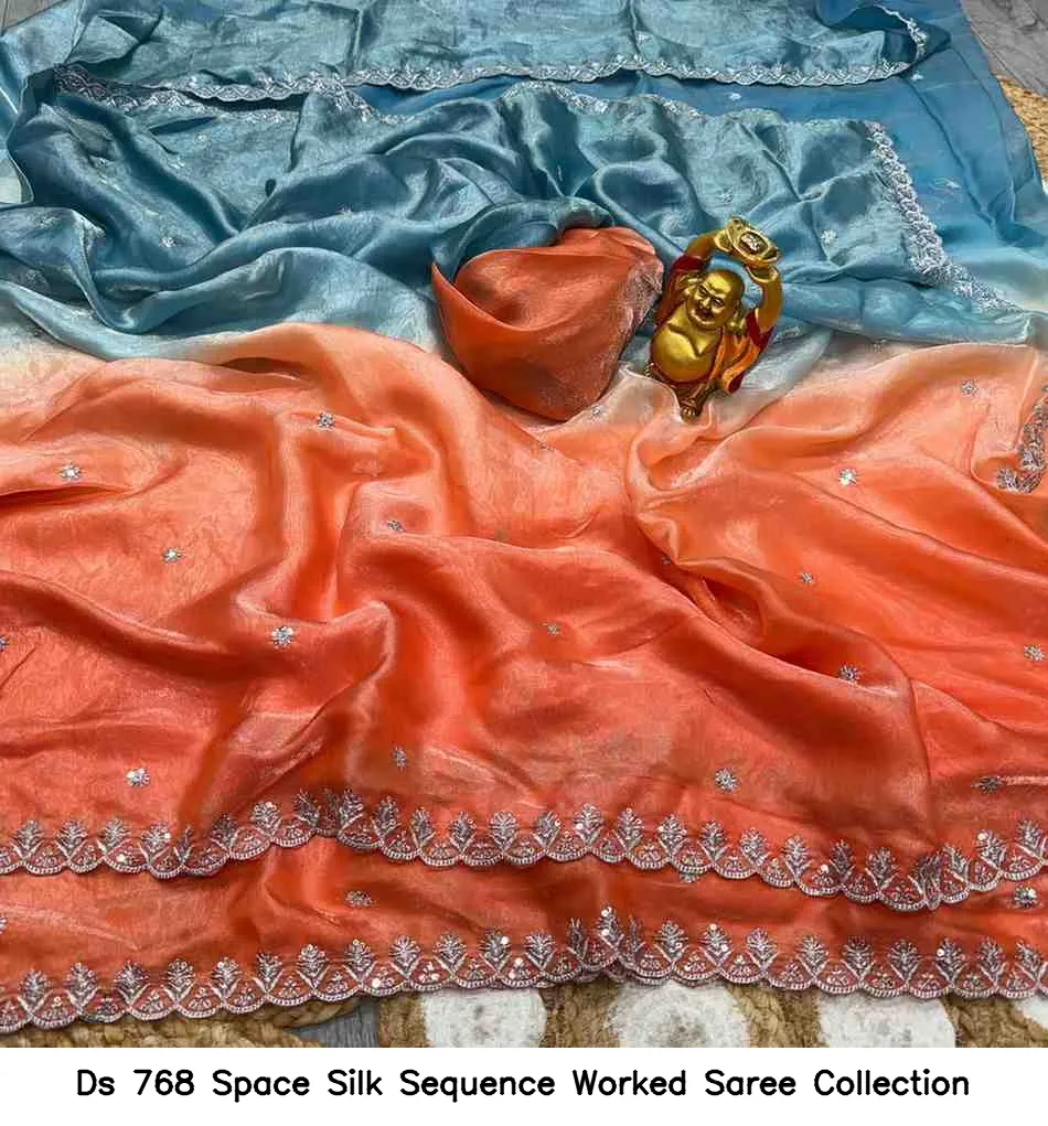 Ds 768 Space Silk Sequence Worked Saree Collection - Image 8