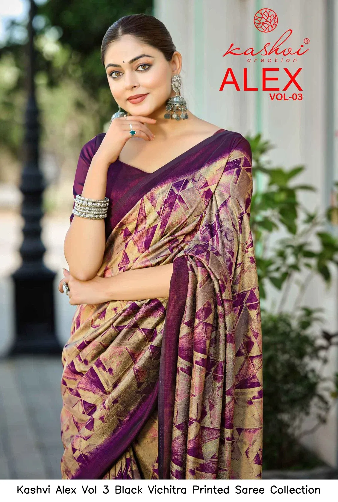 Kashvi Alex Vol 3 Black Vichitra Printed Saree Collection