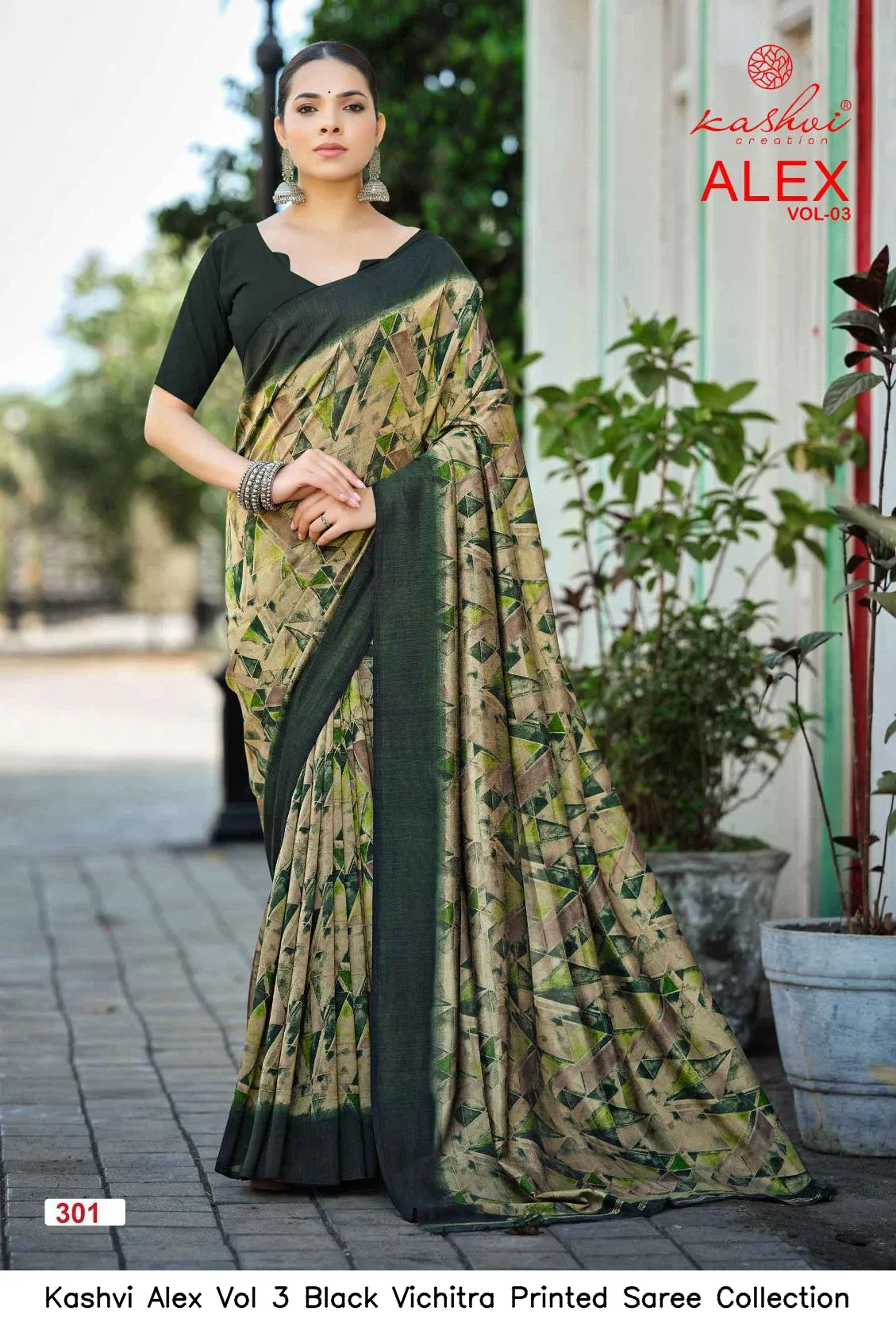 Kashvi Alex Vol 3 Black Vichitra Printed Saree Collection - Image 10