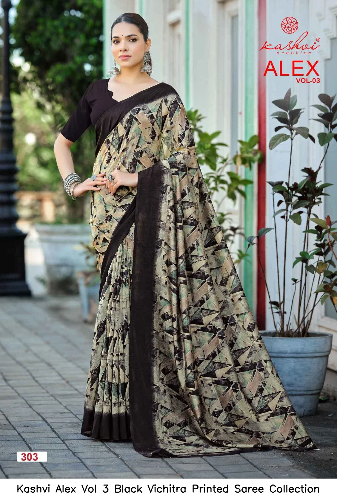 Kashvi Alex Vol 3 Black Vichitra Printed Saree Collection - Image 2