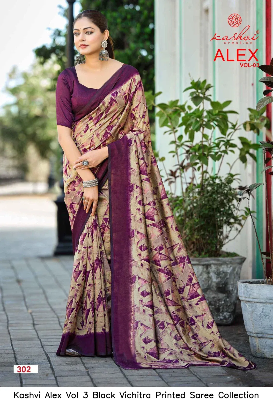 Kashvi Alex Vol 3 Black Vichitra Printed Saree Collection - Image 6