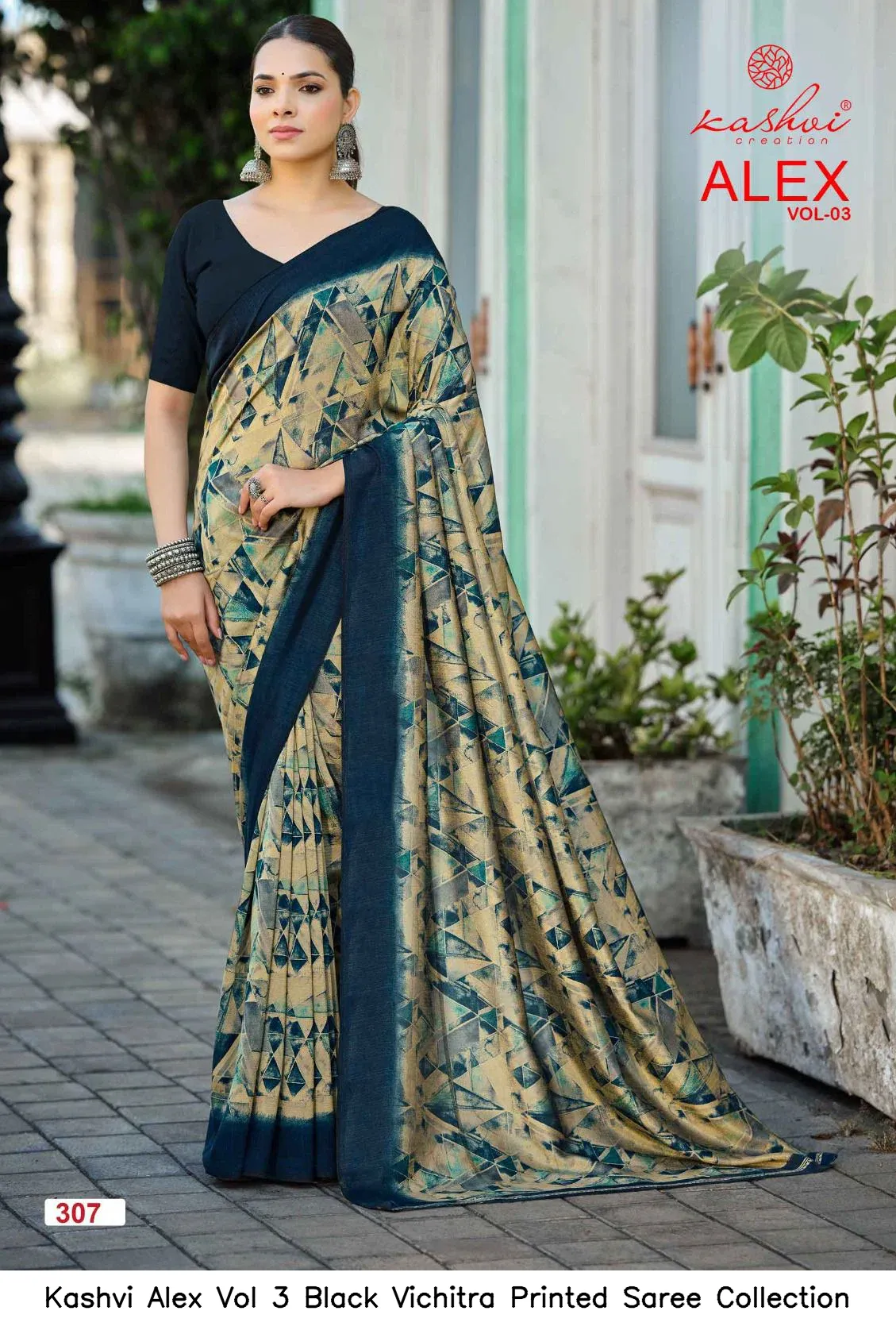 Kashvi Alex Vol 3 Black Vichitra Printed Saree Collection - Image 9