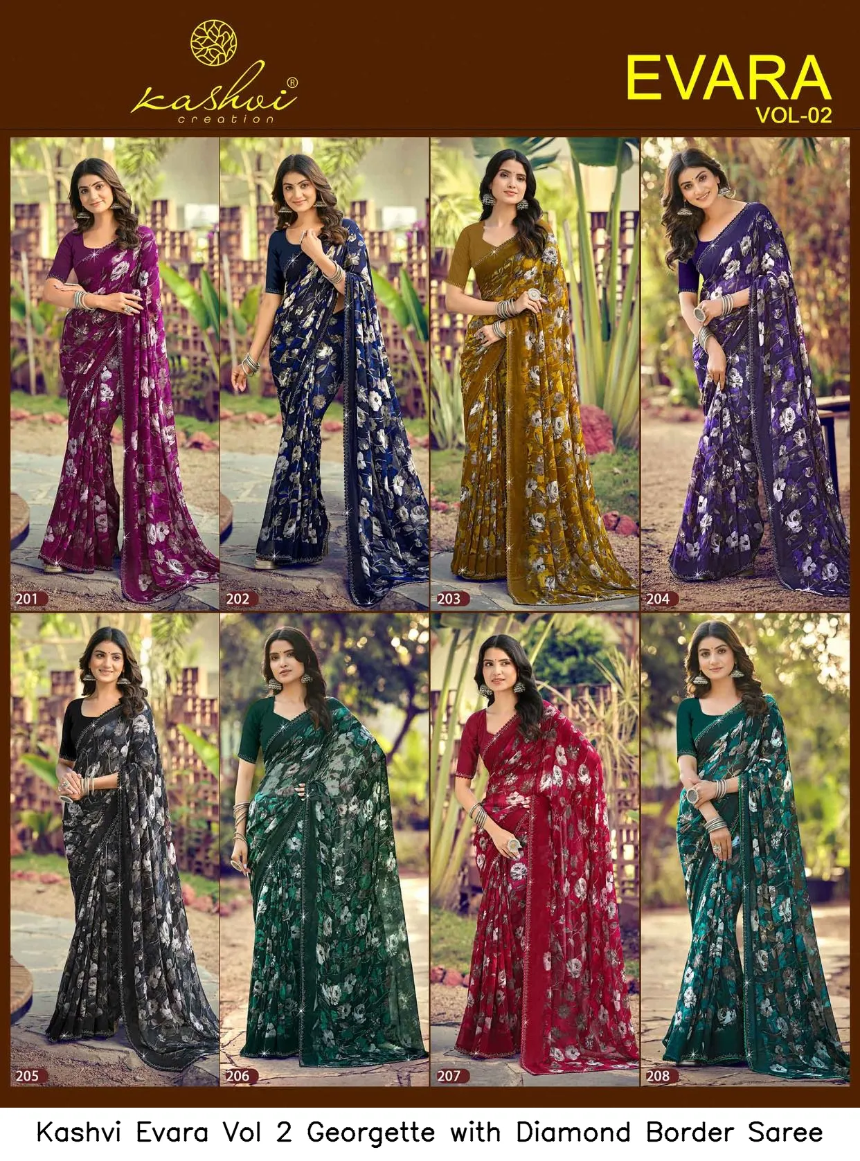 Kashvi Evara Vol 2 Georgette with Diamond Border Saree - Image 2