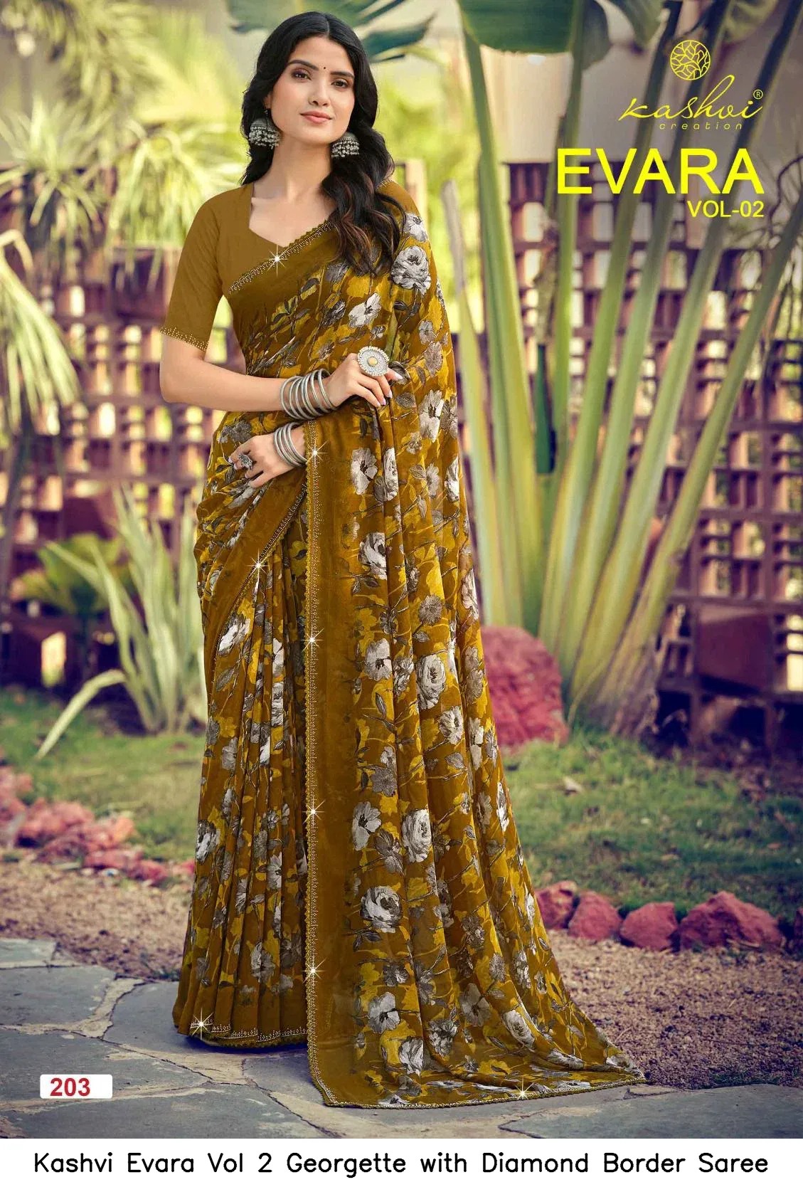 Kashvi Evara Vol 2 Georgette with Diamond Border Saree - Image 3