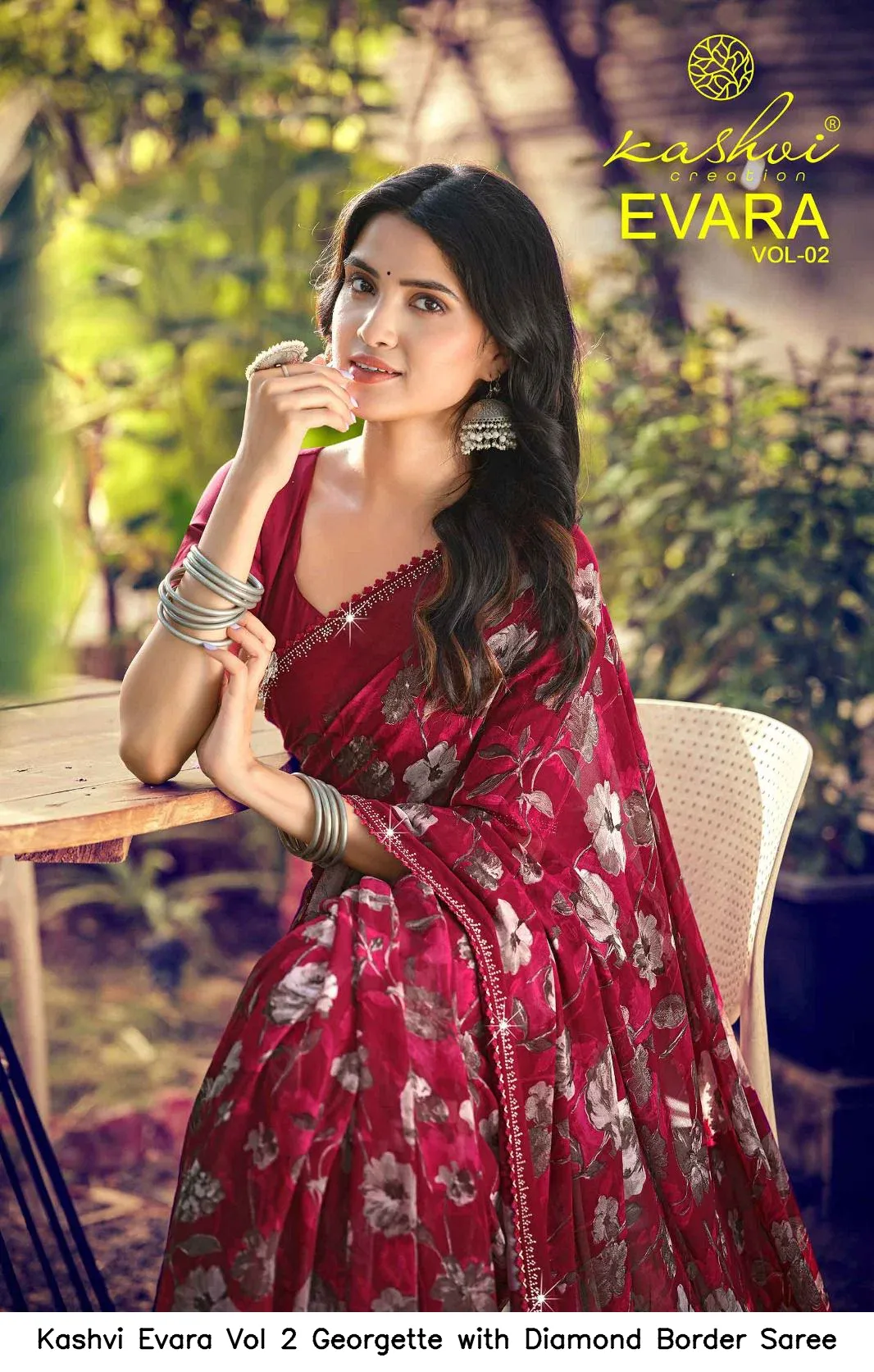 Kashvi Evara Vol 2 Georgette with Diamond Border Saree - Image 4