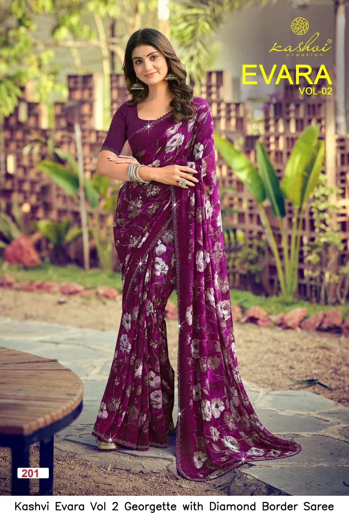 Kashvi Evara Vol 2 Georgette with Diamond Border Saree - Image 6