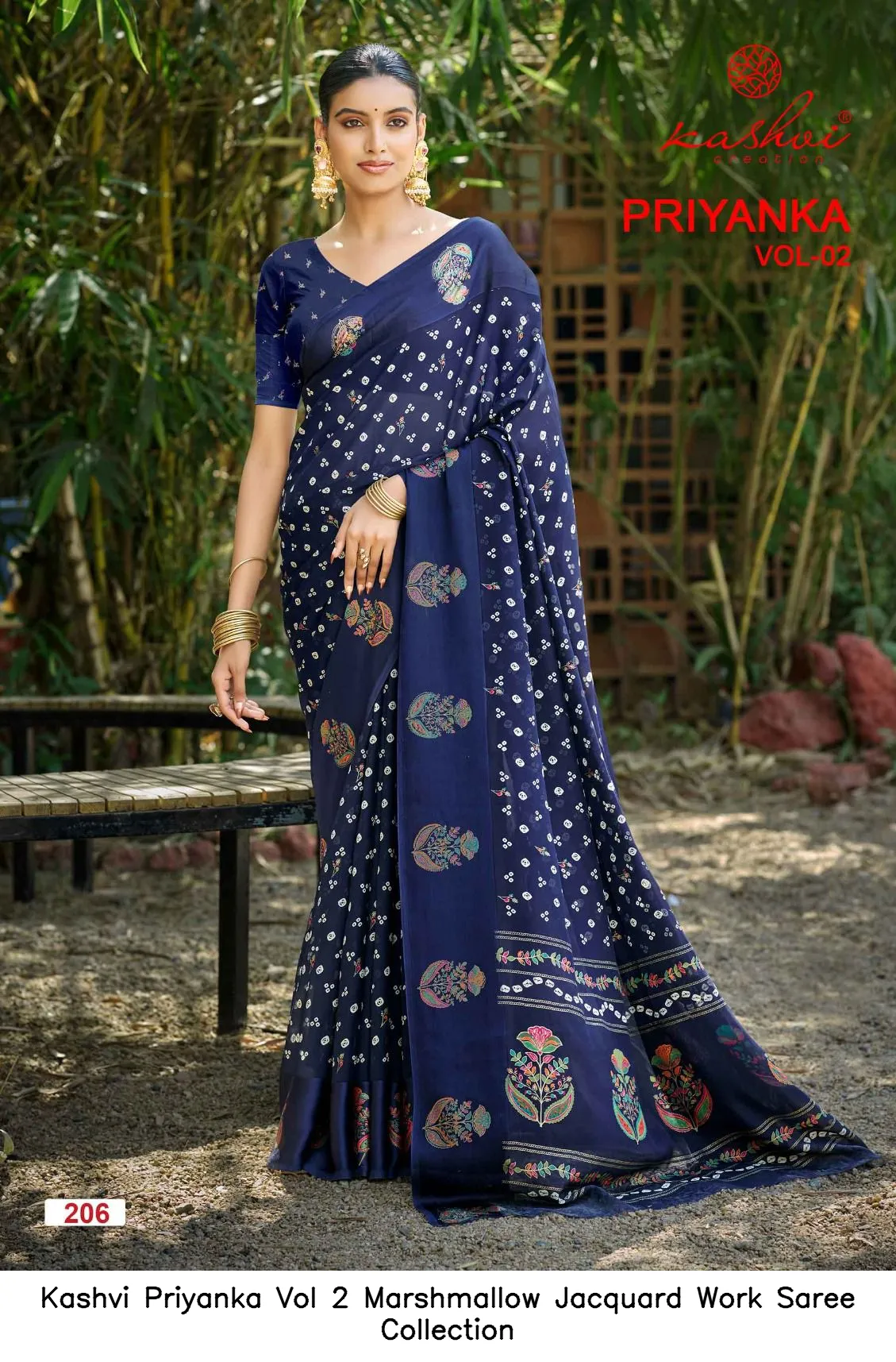 Kashvi Priyanka Vol 2 Marshmallow Jacquard Work Saree Collection - Image 2