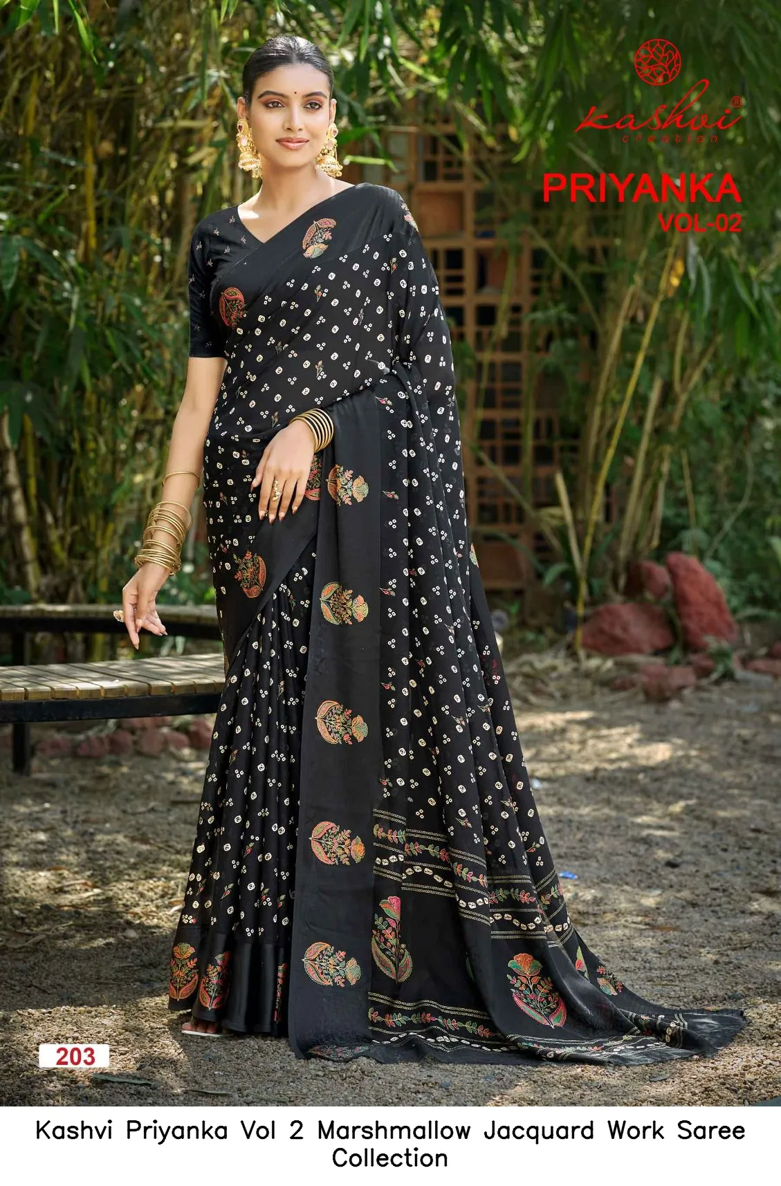 Kashvi Priyanka Vol 2 Marshmallow Jacquard Work Saree Collection - Image 3