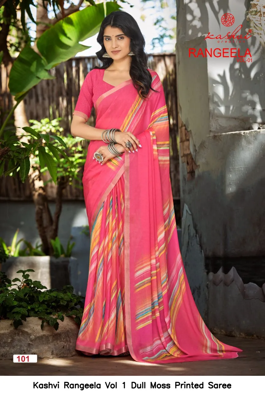 Kashvi Rangeela Vol 1 Dull Moss Printed Saree - Image 4