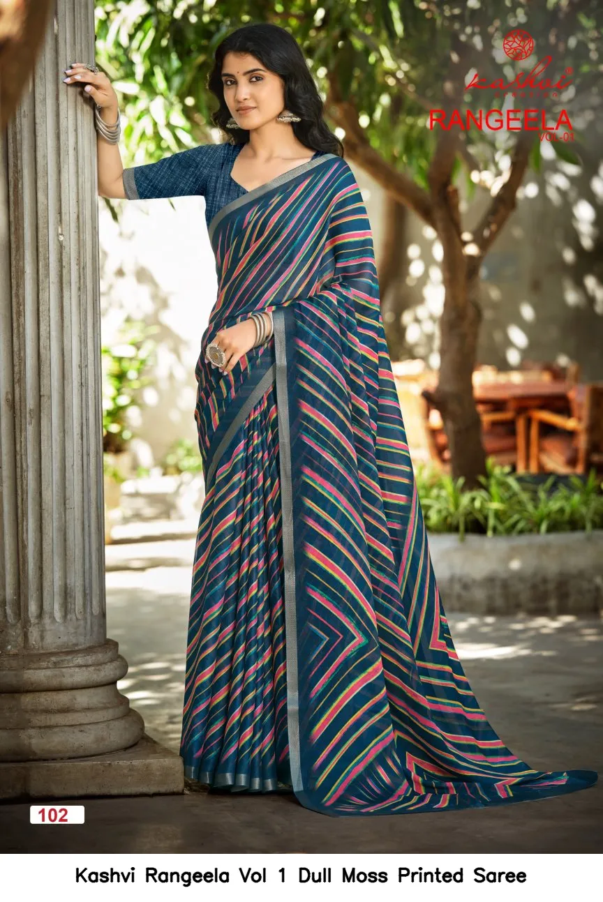 Kashvi Rangeela Vol 1 Dull Moss Printed Saree - Image 9