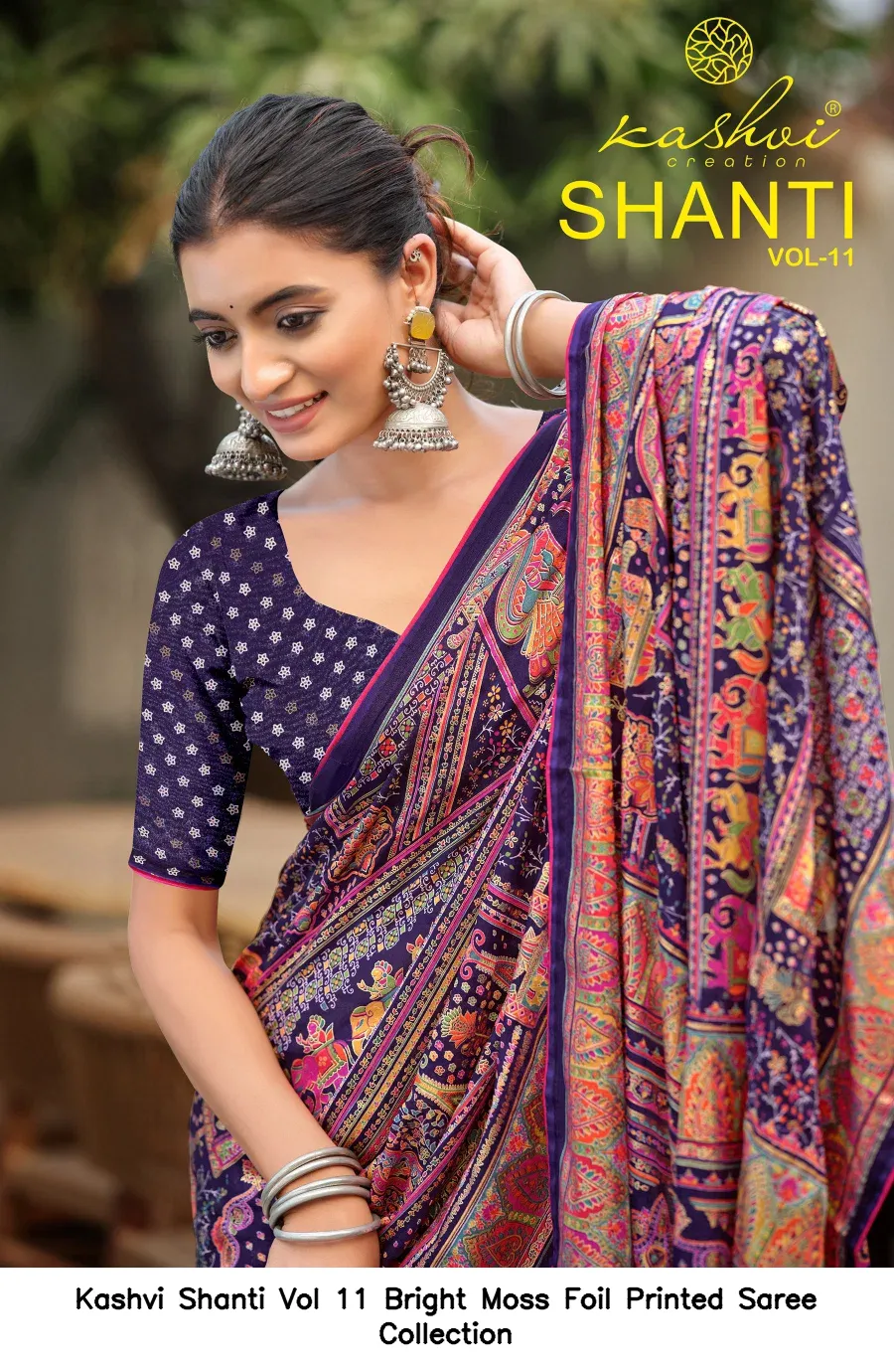 Kashvi Shanti Vol 11 Bright Moss Foil Printed Saree Collection