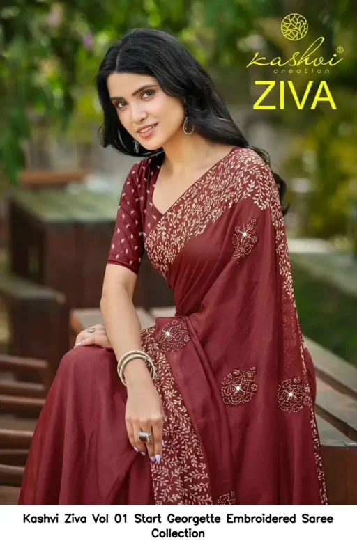 Kashvi Ziva Vol 01 Start Georgette Embroidered Saree Collection