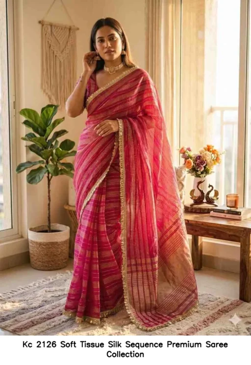 Kc 2126 Soft Tissue Silk Sequence Premium Saree Collection