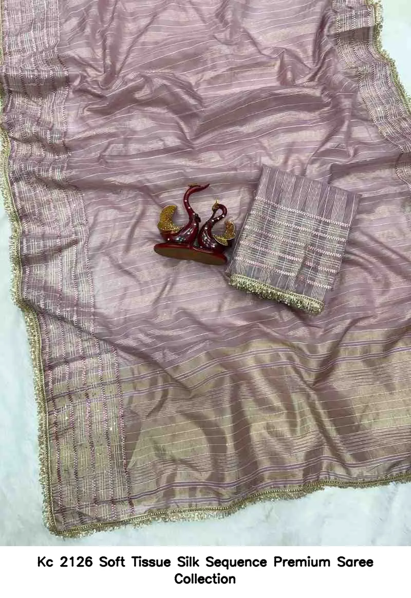 Kc 2126 Soft Tissue Silk Sequence Premium Saree Collection - Image 2