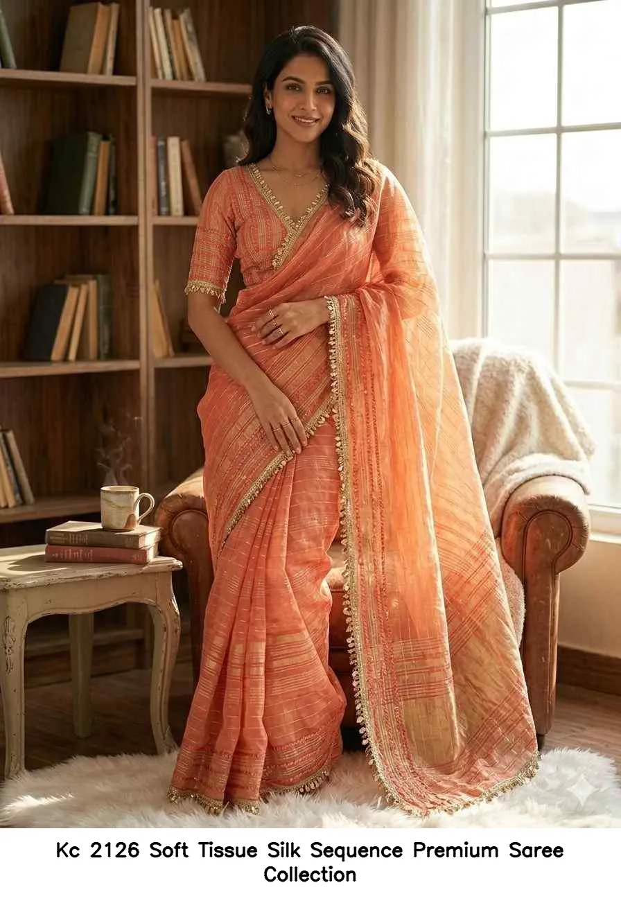 Kc 2126 Soft Tissue Silk Sequence Premium Saree Collection - Image 5