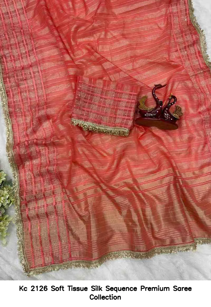 Kc 2126 Soft Tissue Silk Sequence Premium Saree Collection - Image 6