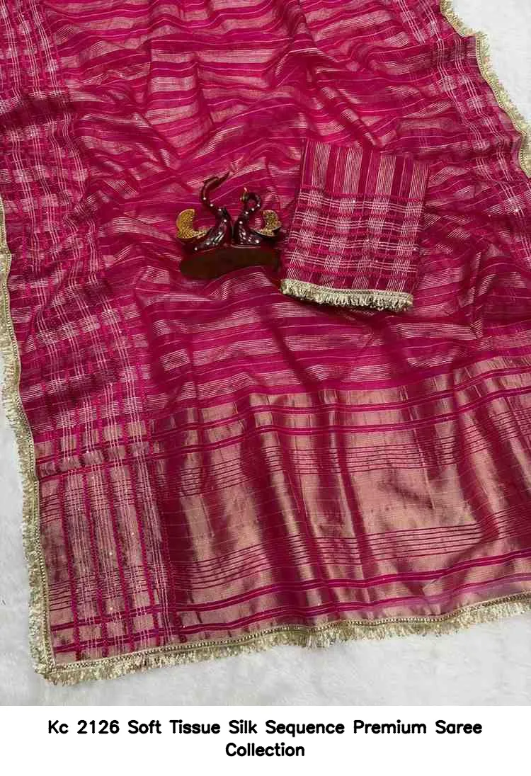 Kc 2126 Soft Tissue Silk Sequence Premium Saree Collection - Image 7