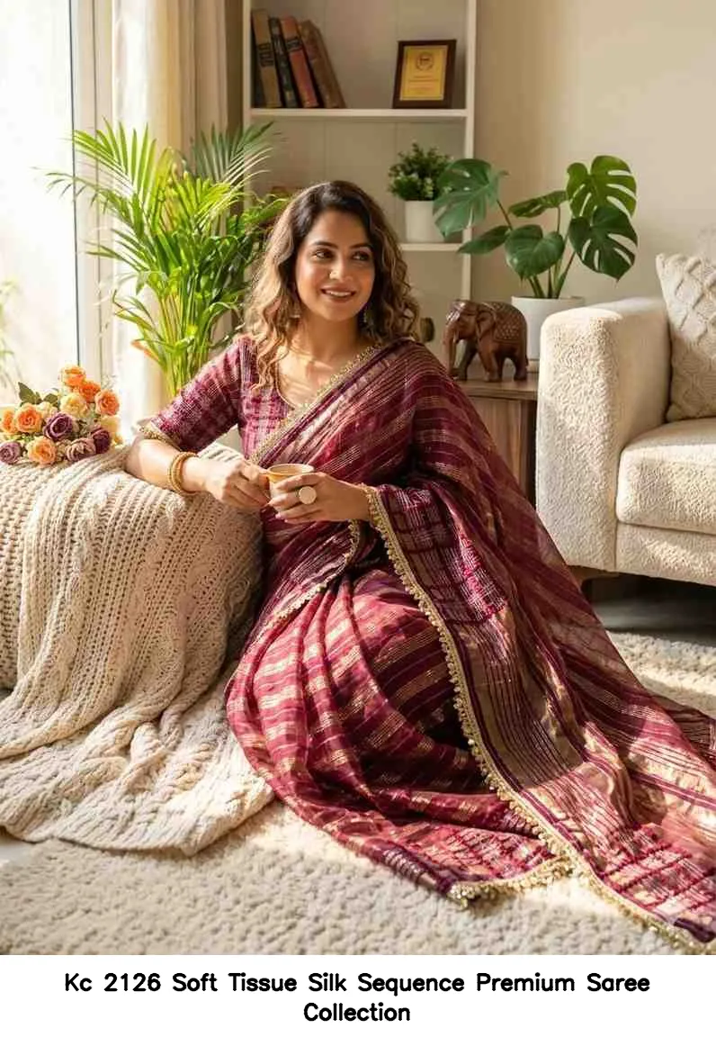 Kc 2126 Soft Tissue Silk Sequence Premium Saree Collection - Image 8