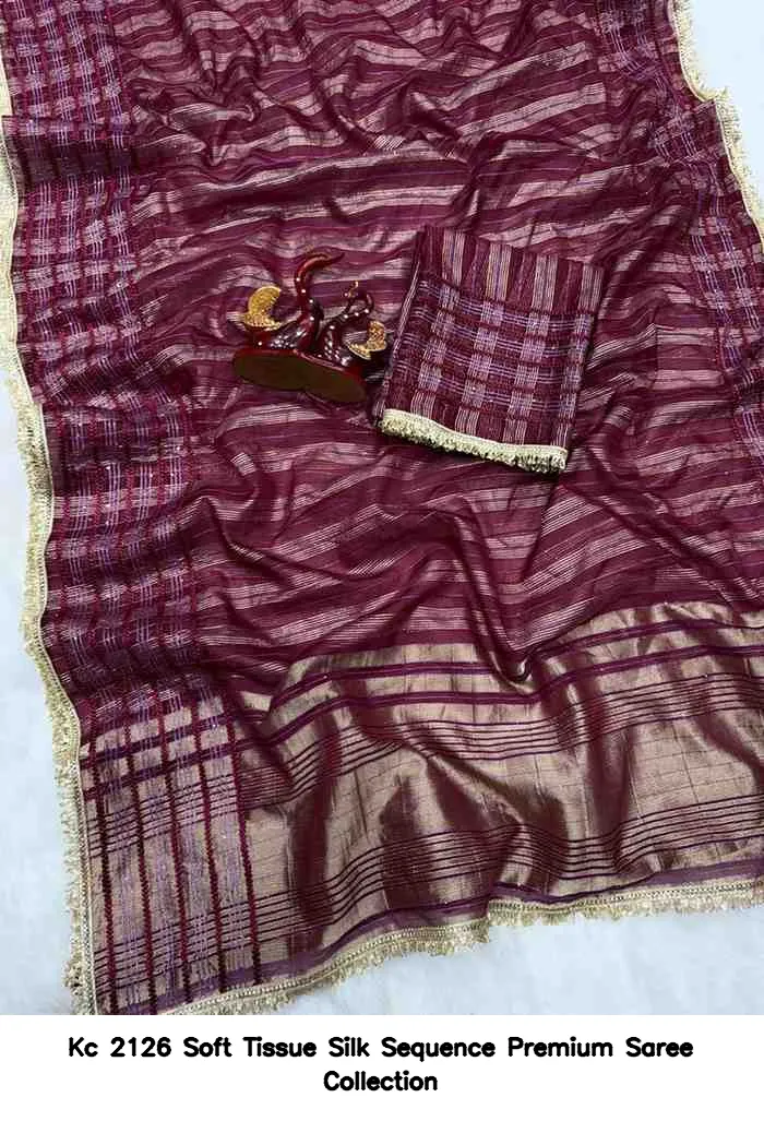 Kc 2126 Soft Tissue Silk Sequence Premium Saree Collection - Image 9