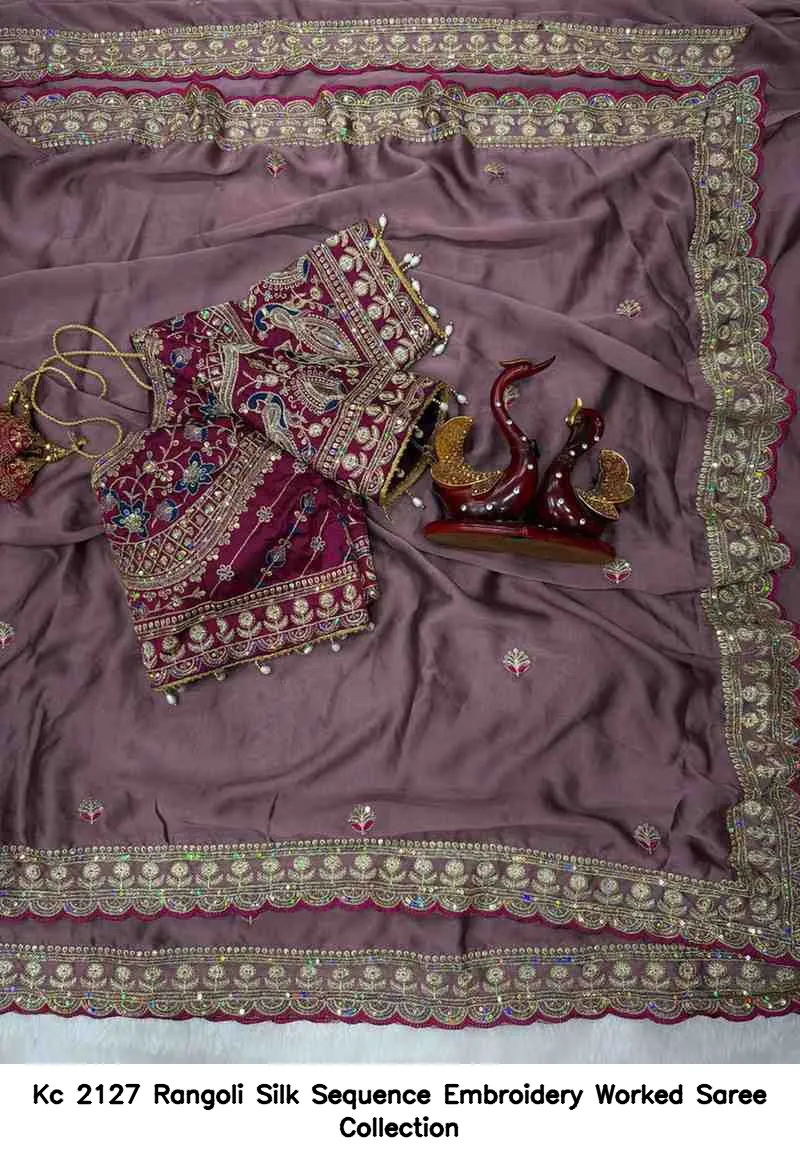 Kc 2127 Rangoli Silk Sequence Embroidery Worked Saree Collection - Image 13
