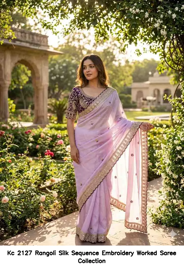 Kc 2127 Rangoli Silk Sequence Embroidery Worked Saree Collection - Image 14