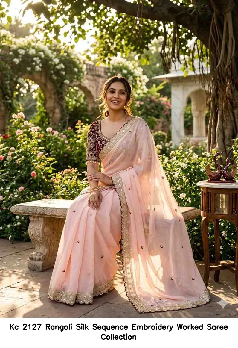 Kc 2127 Rangoli Silk Sequence Embroidery Worked Saree Collection - Image 16