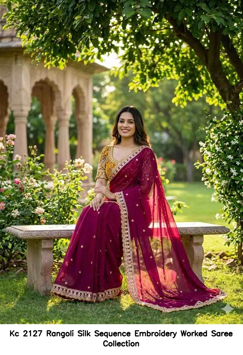 Kc 2127 Rangoli Silk Sequence Embroidery Worked Saree Collection - Image 17