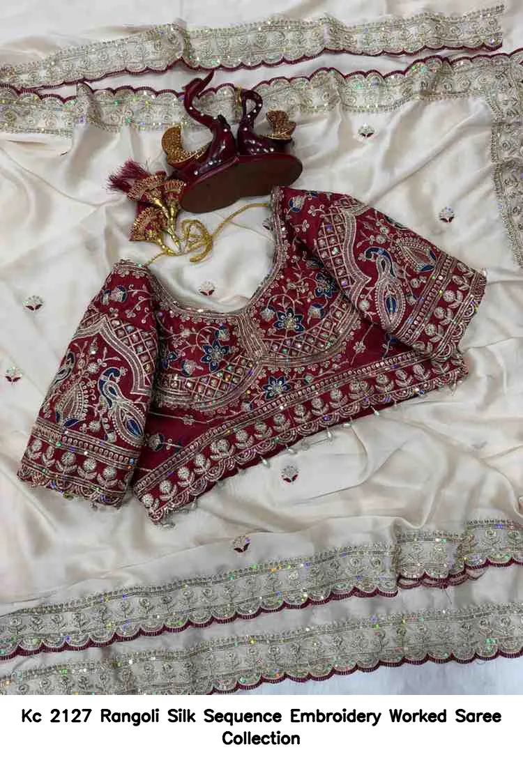 Kc 2127 Rangoli Silk Sequence Embroidery Worked Saree Collection - Image 18