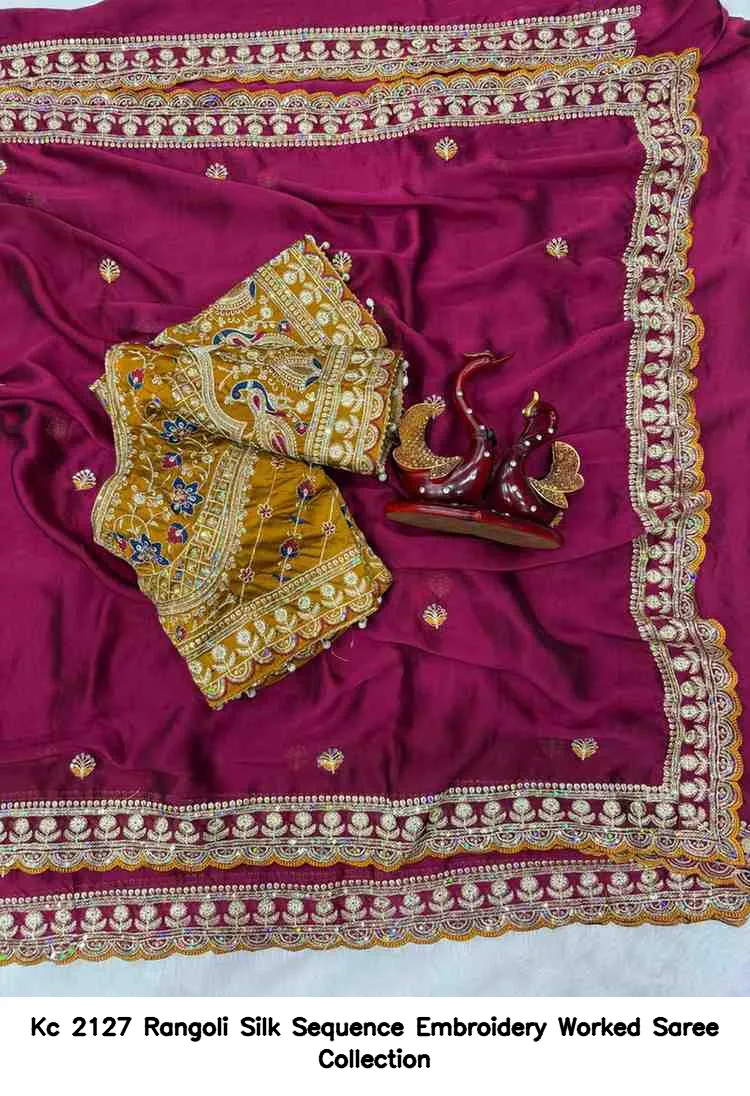 Kc 2127 Rangoli Silk Sequence Embroidery Worked Saree Collection - Image 2