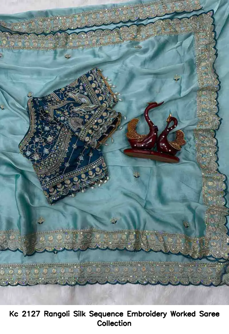 Kc 2127 Rangoli Silk Sequence Embroidery Worked Saree Collection - Image 3