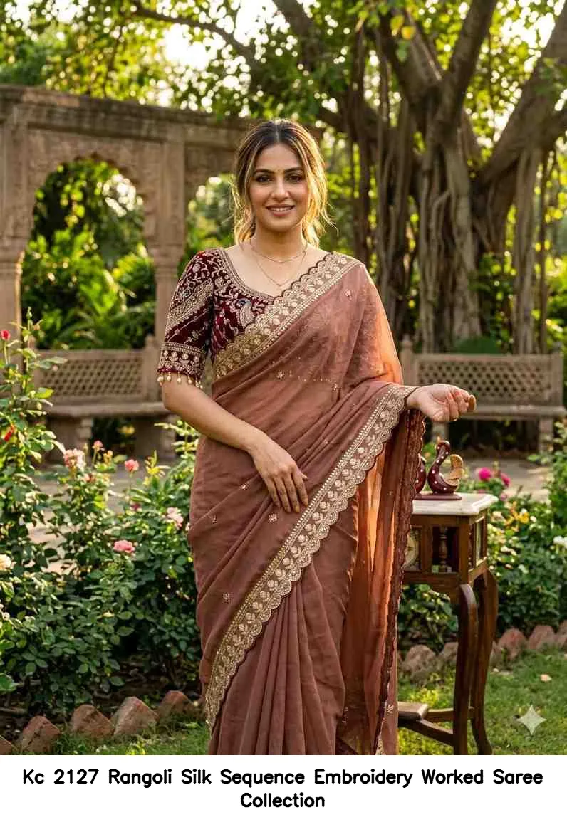 Kc 2127 Rangoli Silk Sequence Embroidery Worked Saree Collection - Image 6