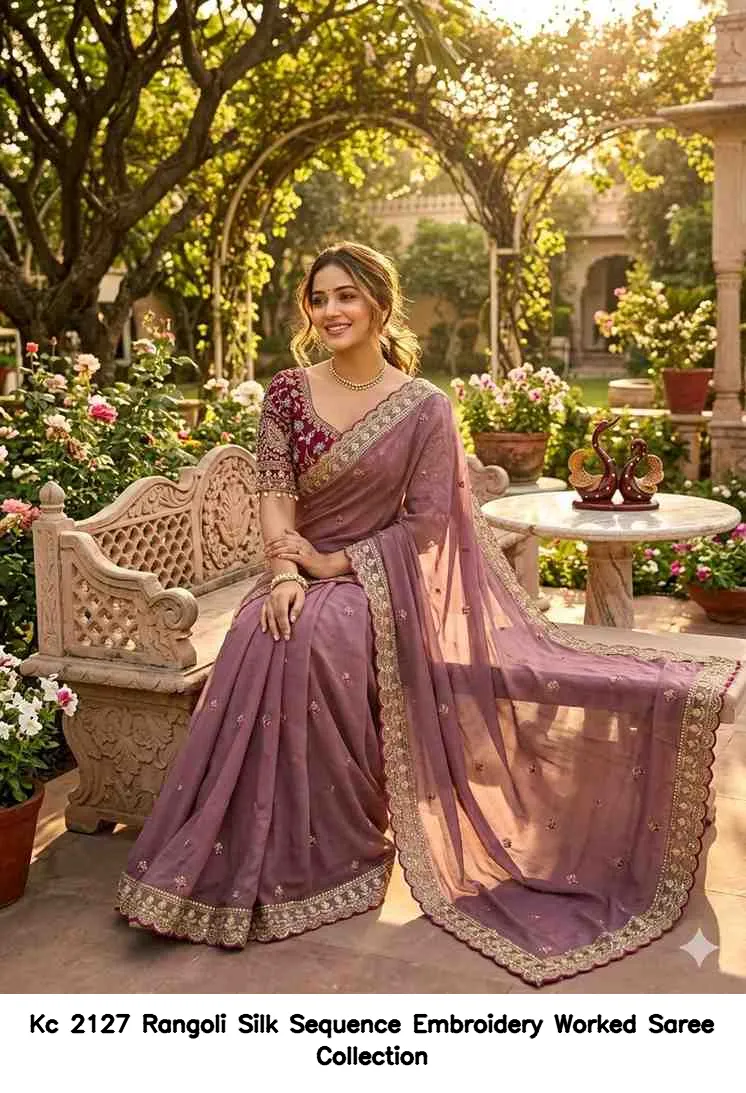 Kc 2127 Rangoli Silk Sequence Embroidery Worked Saree Collection - Image 9