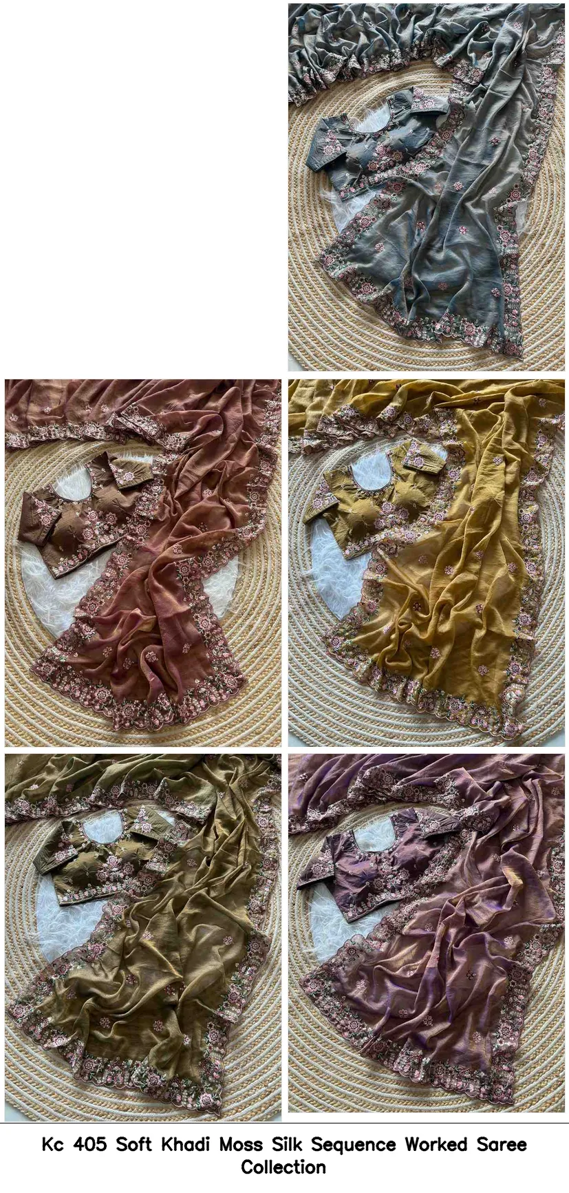 Kc 405 Soft Khadi Moss Silk Sequence Worked Saree Collection - Image 11