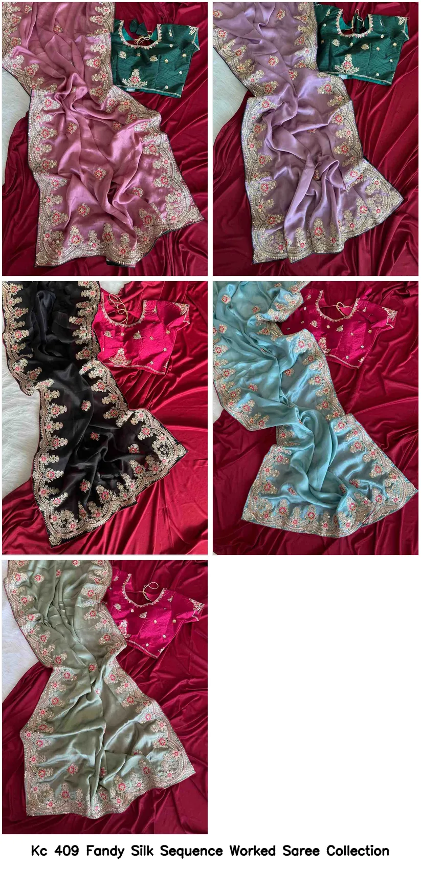 Kc 409 Fandy Silk Sequence Worked Saree Collection - Image 3