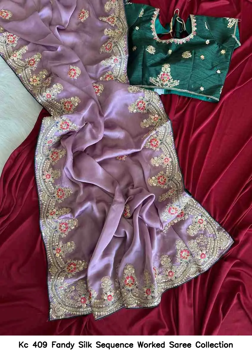 Kc 409 Fandy Silk Sequence Worked Saree Collection - Image 7