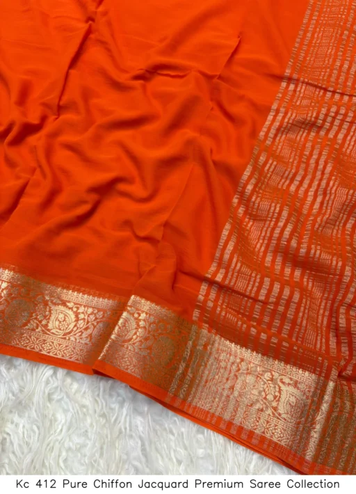 Kc 412 Pure Chiffon Jacquard Premium Saree Collection