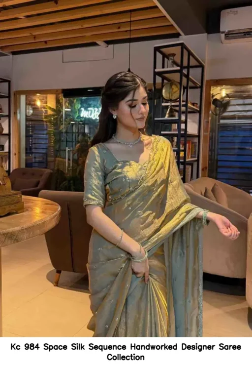 Kc 984 Space Silk Sequence Handworked Designer Saree Collection