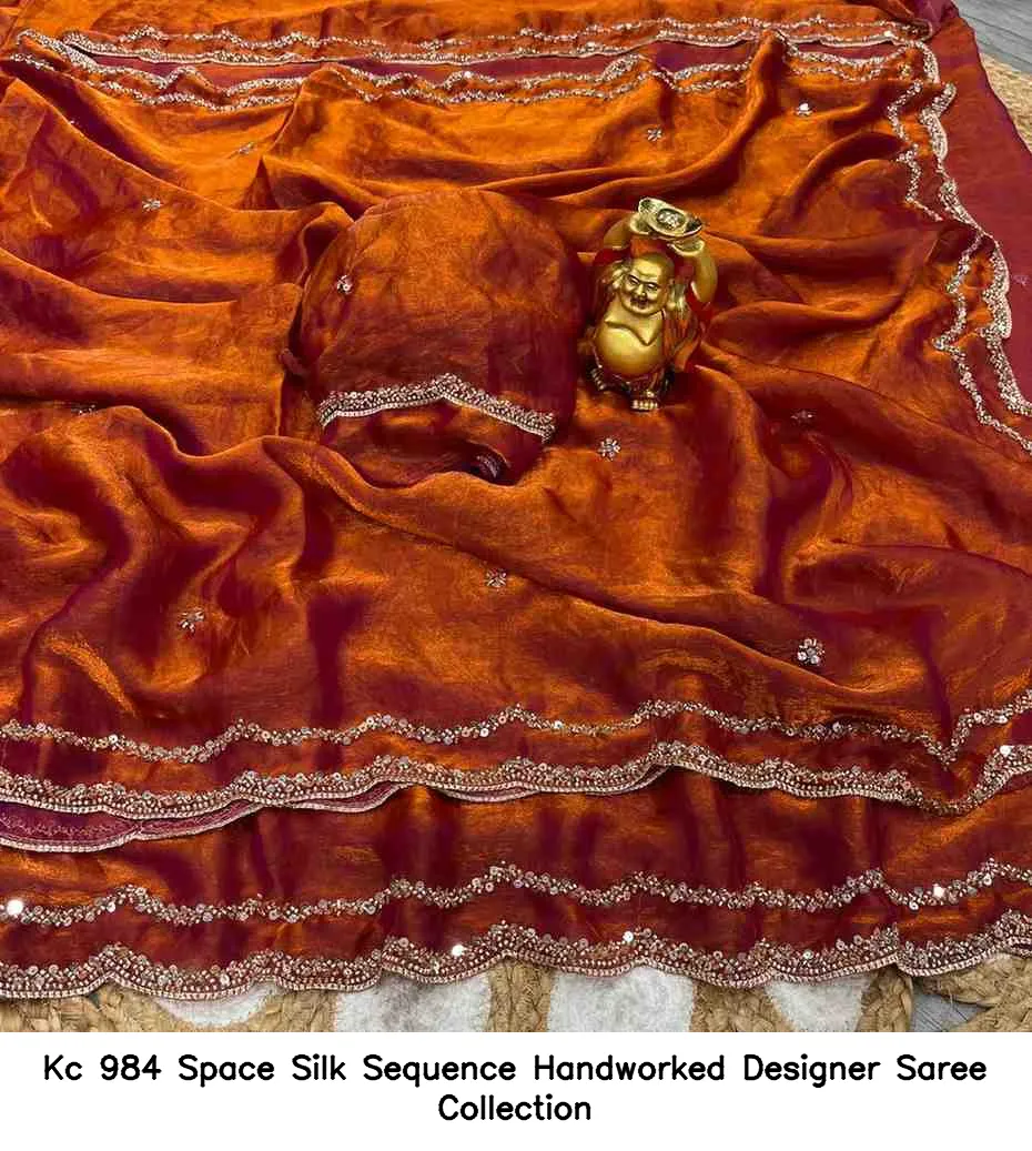 Kc 984 Space Silk Sequence Handworked Designer Saree Collection - Image 10