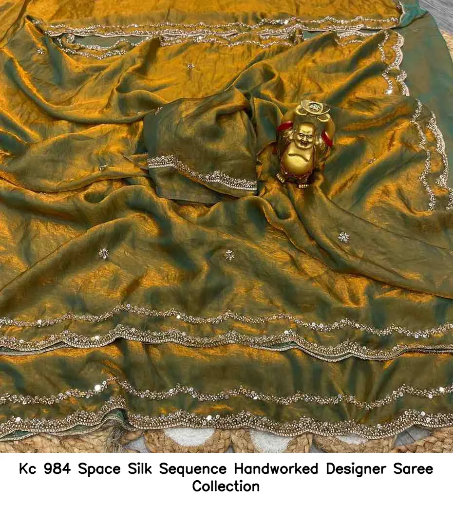 Kc 984 Space Silk Sequence Handworked Designer Saree Collection - Image 11