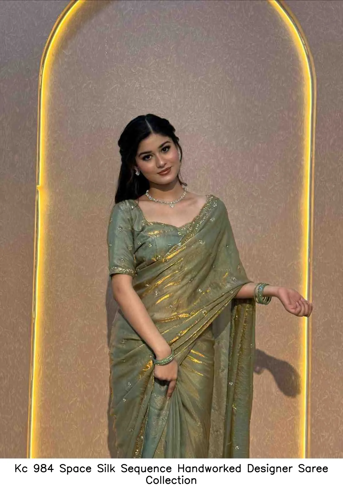 Kc 984 Space Silk Sequence Handworked Designer Saree Collection - Image 12