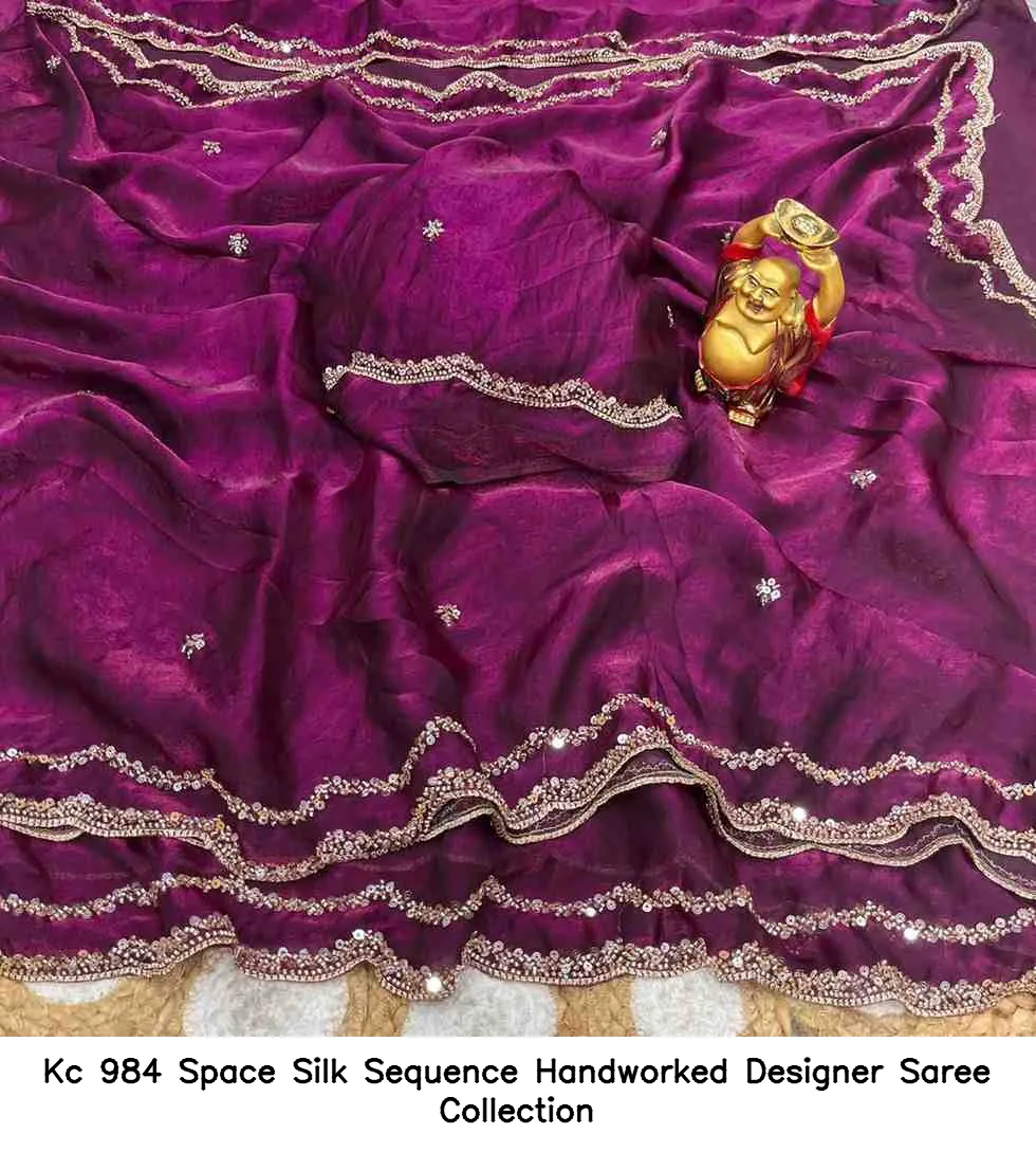 Kc 984 Space Silk Sequence Handworked Designer Saree Collection - Image 14