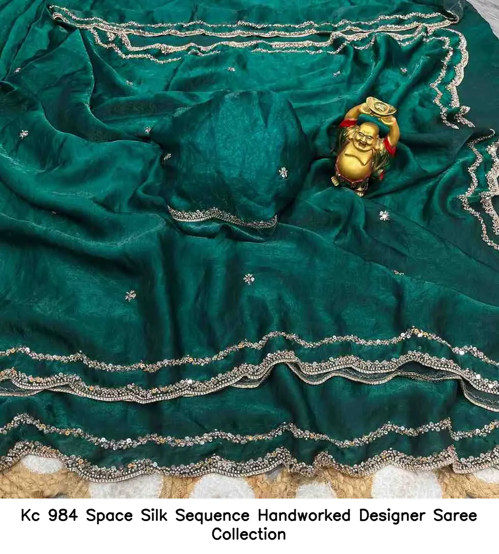 Kc 984 Space Silk Sequence Handworked Designer Saree Collection - Image 2