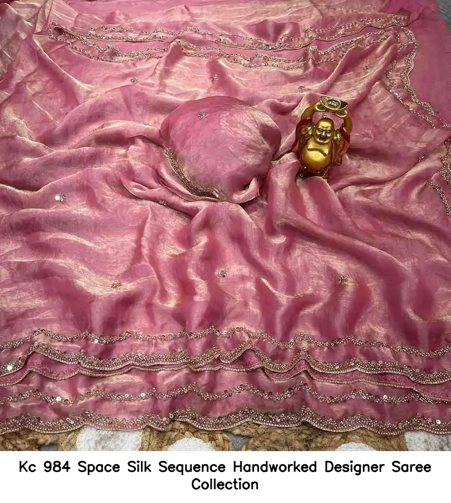 Kc 984 Space Silk Sequence Handworked Designer Saree Collection - Image 4