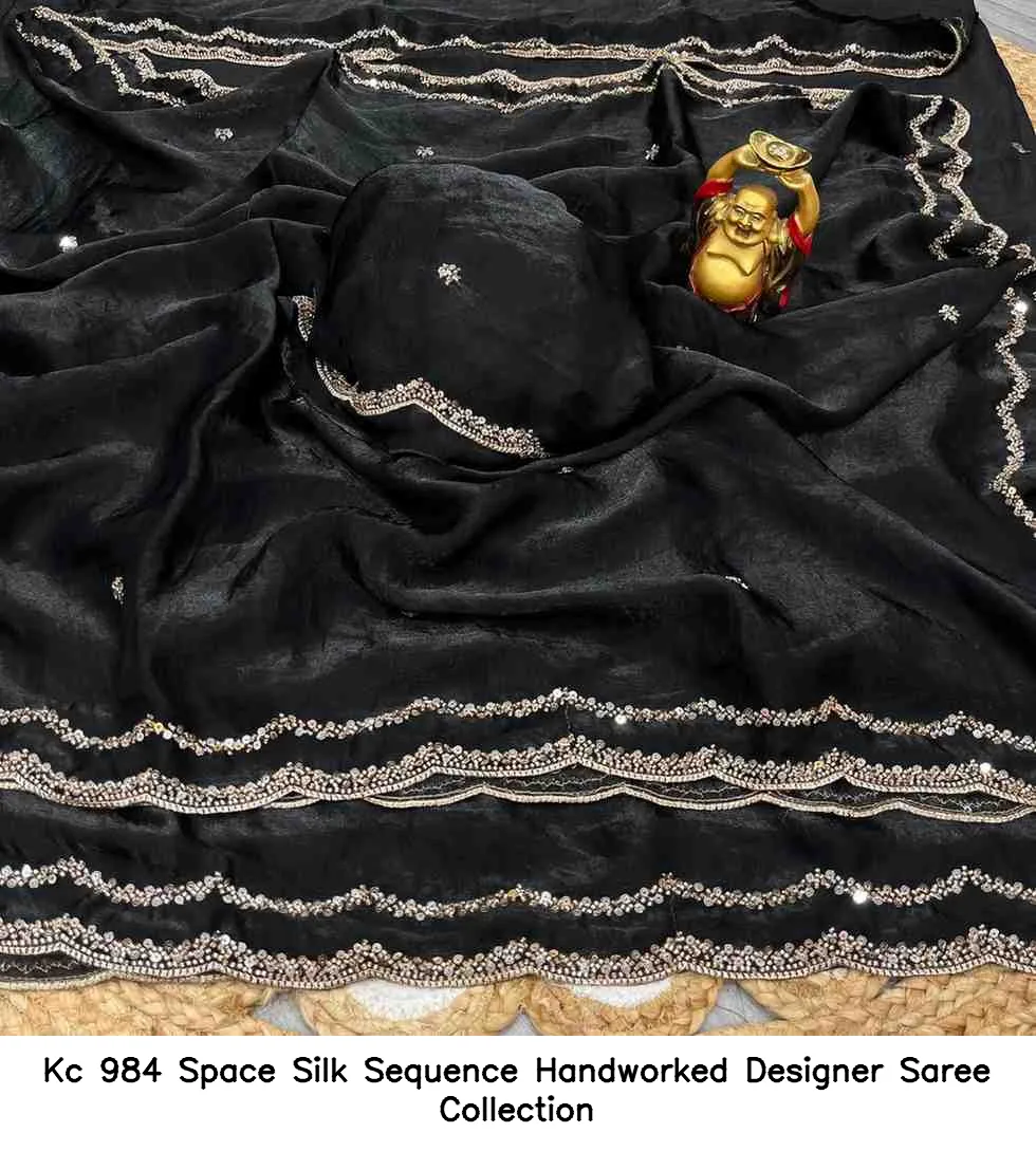 Kc 984 Space Silk Sequence Handworked Designer Saree Collection - Image 5