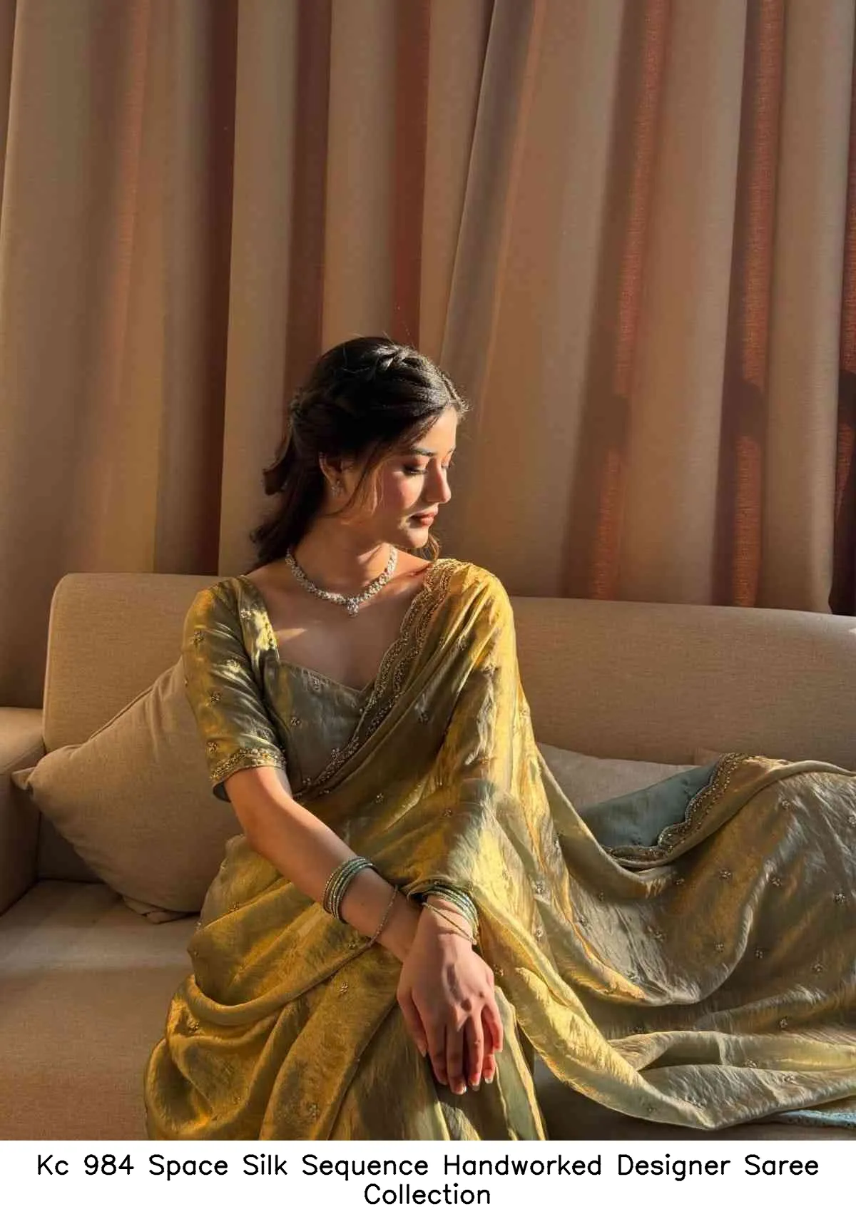 Kc 984 Space Silk Sequence Handworked Designer Saree Collection - Image 6